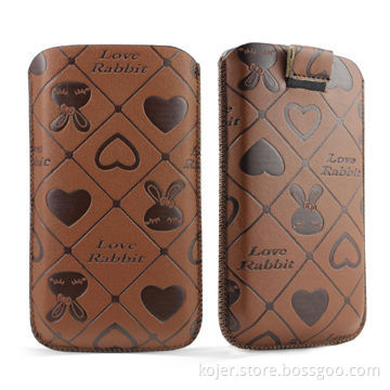 Case with Retractable Pull-tab, Suitable for iPhone 4, Made of PU Leather